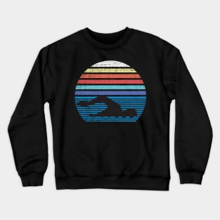 Funny Vintage Retro Swim Swimmer Swimming 80s Crewneck Sweatshirt